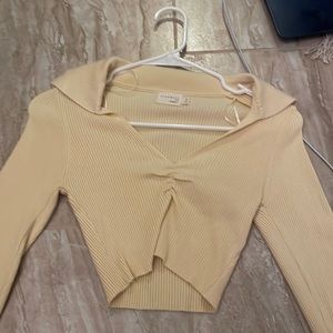 Yellow Collared Long Sleeve Top